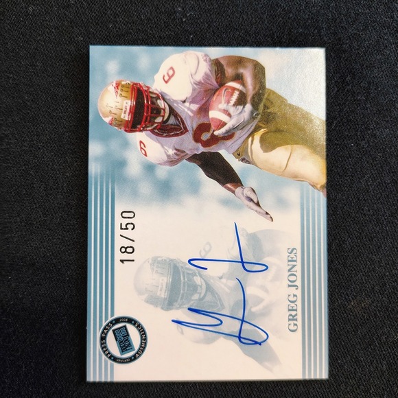 Other - 2004 Press Pass‎ On Card Auto Blue 18/50 Greg Jones Auto wo2 NFL Football Card